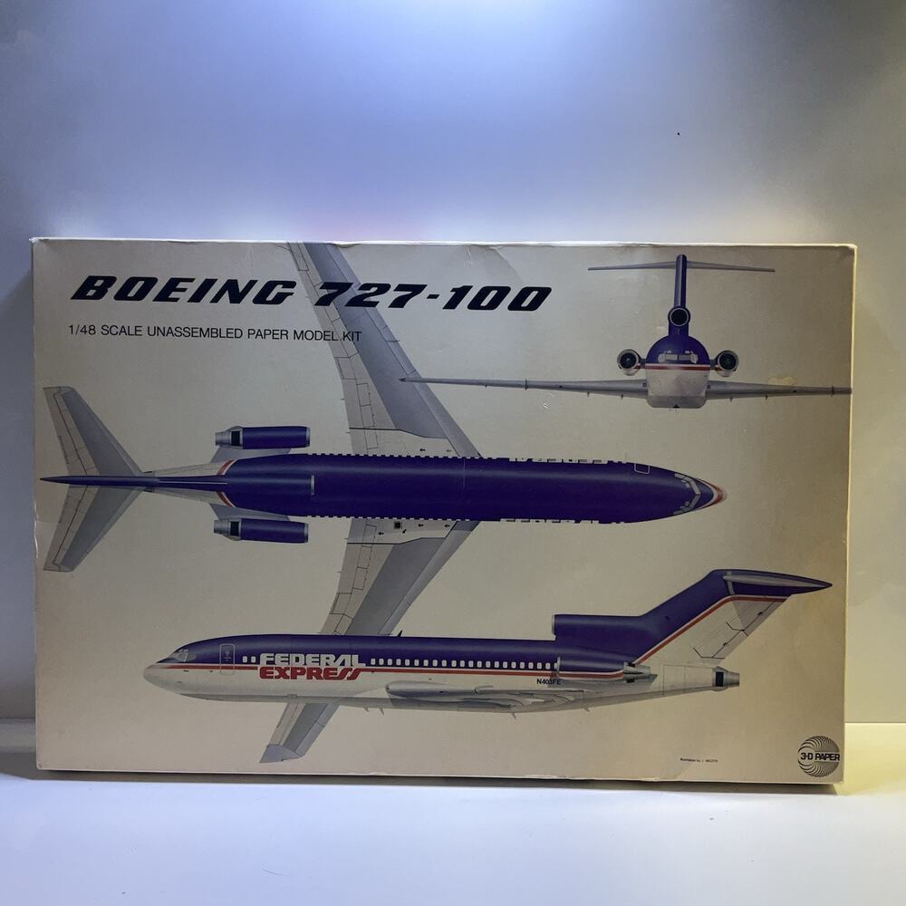3-D Paper FedEx Boeing 727-100 Paper Model Kit 1:48 Scale NEW & Sealed 1984